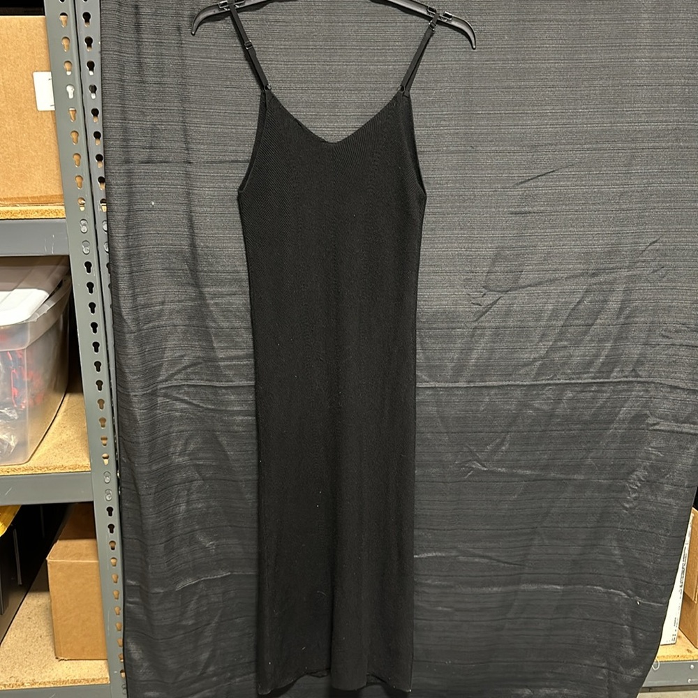 Freshman 1996 women’s black Sweater Knit V-Neck dress /adjustable straps Size M - Picture 6 of 8